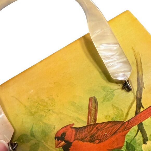 Annie Laurie Vintage Original Palm Beach Red Cardinal Box Purse - Picture 9 of 15